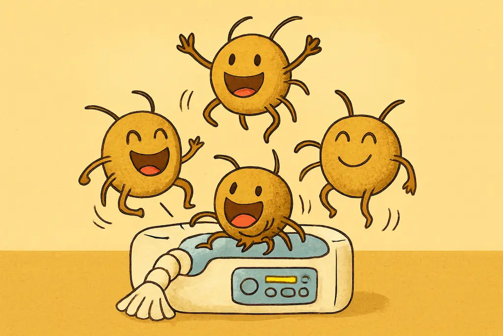 ダニが喜んでいるイラスト