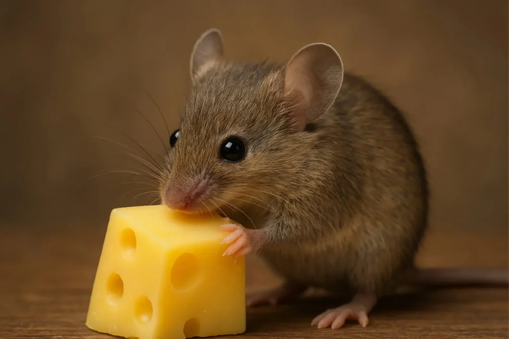 チーズを齧るネズミ