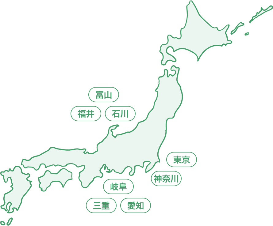 サービス対応エリアの日本地図